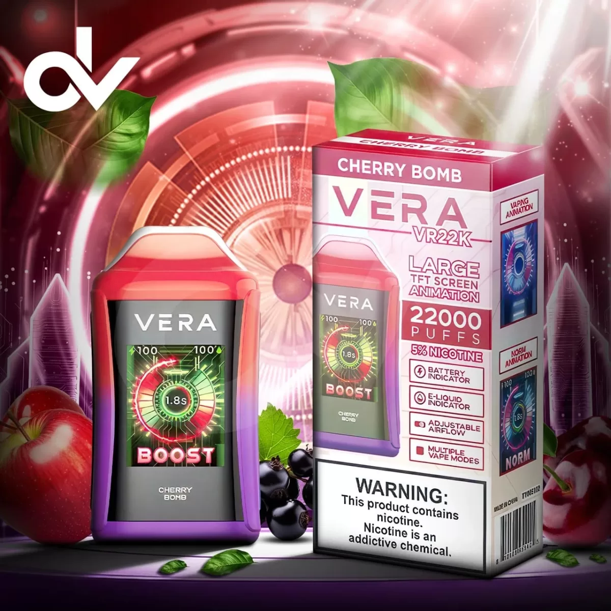 vera 22k puff cherry bomb